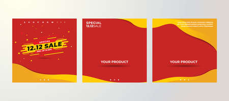 Set of Social media post design template with a cool design element and trendy gradient colors...