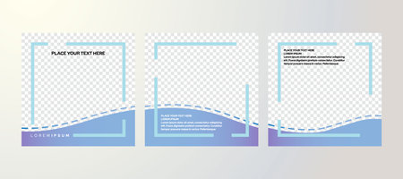 Set of Social media post design template with a cool design element and trendy gradient colors suitable for banner, brochure, poster in vectorのイラスト素材