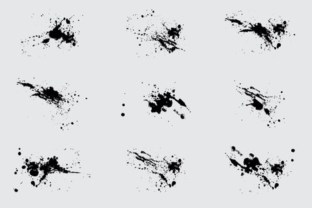 set of abstract grunge ink splat in vectorのイラスト素材