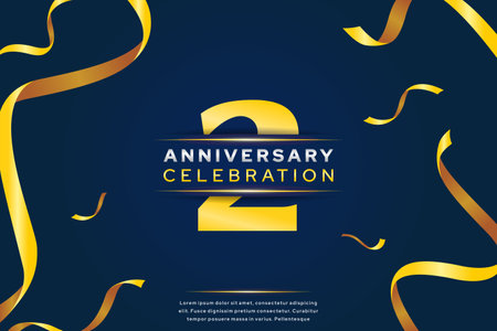 luxury anniversary celebration design with number 2 for background  banner  birthday or wedding party event decorationのイラスト素材