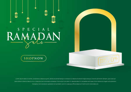 Sales promotion banner for ramadan sale with circle pedestal, plinth, pillar or display stage.のイラスト素材