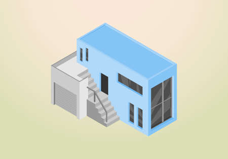 isometric design of modern and minimalist house vector templateのイラスト素材