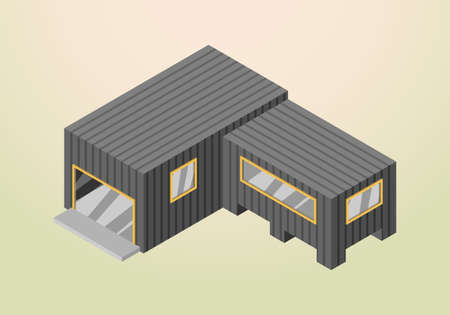 isometric design of modern and minimalist house vector templateのイラスト素材