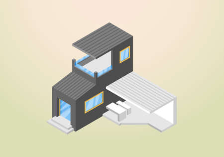 isometric design of modern and minimalist house vector templateのイラスト素材