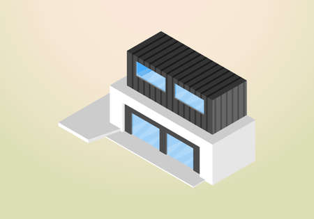 isometric design of modern and minimalist house vector templateのイラスト素材