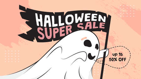 Halloween Sales Promotion Banner Design Vector Templateのイラスト素材