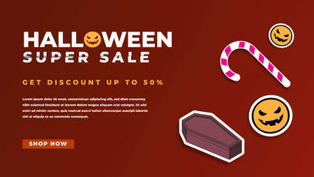 Halloween Sales Promotion Banner Design Vector Templateのイラスト素材