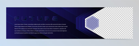 Modern blue banner template for web and print design. Vector illustration.のイラスト素材