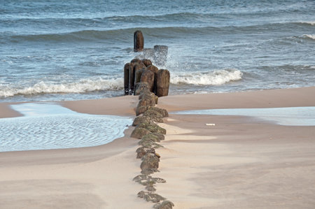 baltic, sea, sky, beach, sand, water, wave, nature, ChaÅupy, polandの写真素材
