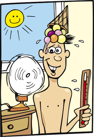 Boy and Hot Weatherのイラスト素材