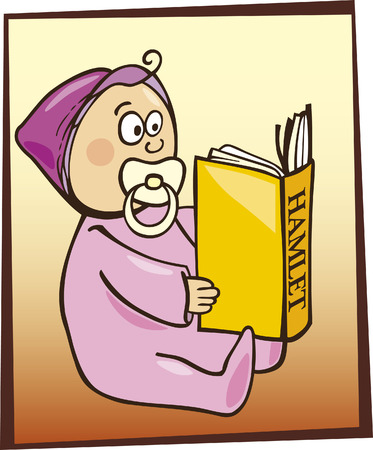 baby reading Hamletのイラスト素材