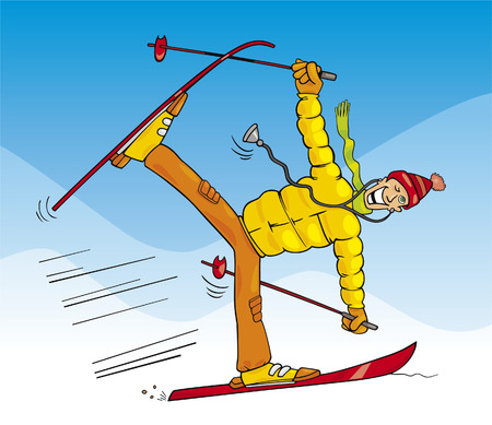 crazy doctor on skiのイラスト素材