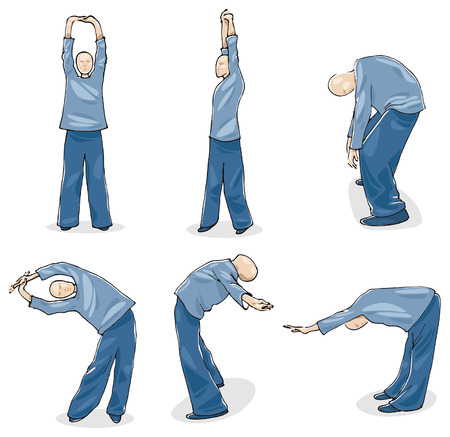 Man Practice Tai Chi Warm-upのイラスト素材