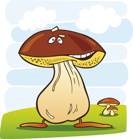 cartoon illustration of funny mushroomのイラスト素材