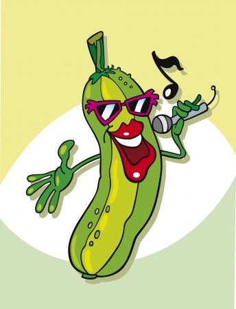 funny cucumber singingのイラスト素材