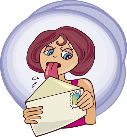 girl with letterのイラスト素材