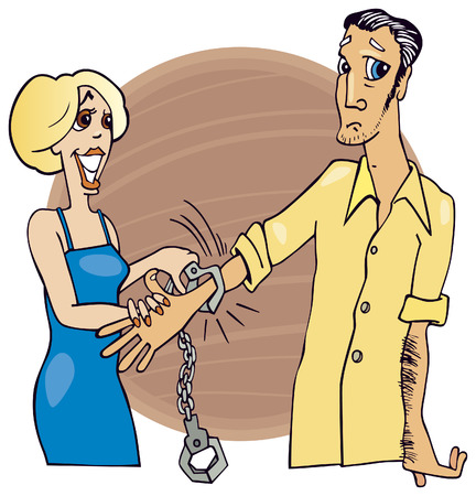 man trapped by handcuffsのイラスト素材