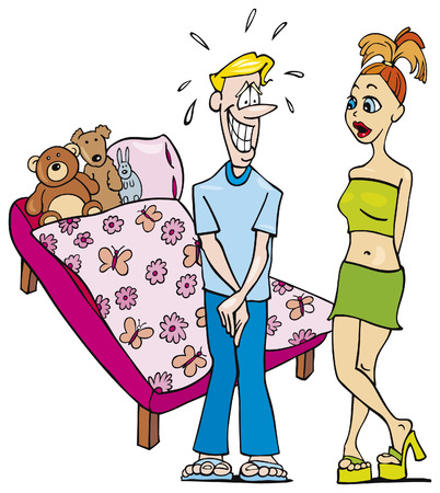 shamed guy and surprised womanのイラスト素材