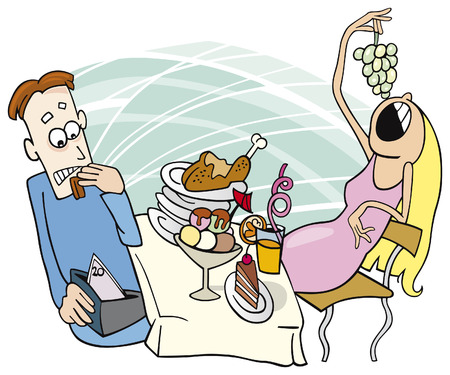 gluttonous girl on dateのイラスト素材