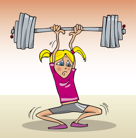 girl lifting heavy weightのイラスト素材