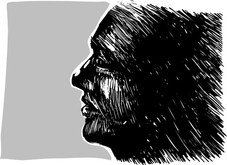 drawing illustration of man profileのイラスト素材