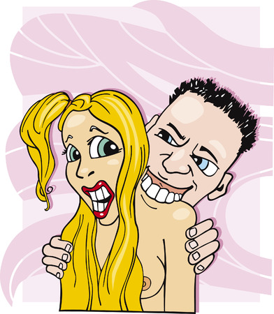 man biting womanのイラスト素材