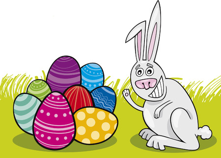 Easter Bunny with painted Eggsのイラスト素材