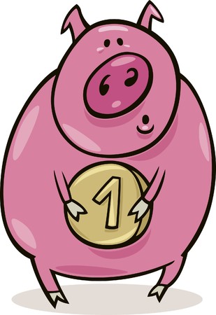 pig with coinのイラスト素材