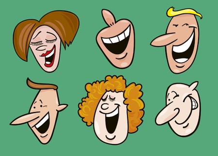set of cheerful facesのイラスト素材