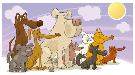 sitting dogsのイラスト素材