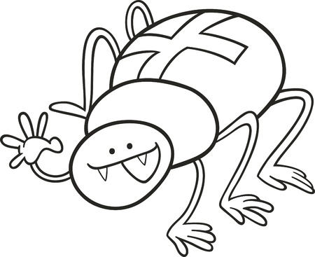 cartoon illustration of funny cross spider for coloring bookのイラスト素材