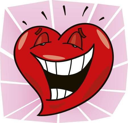 cartoon illustration of laughing heartのイラスト素材