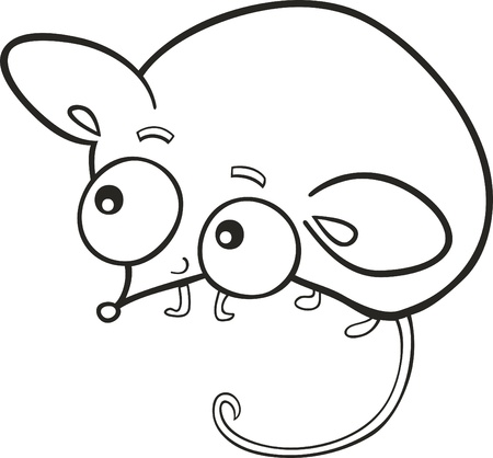 cartoon illustration of cute little mouse for coloring bookのイラスト素材