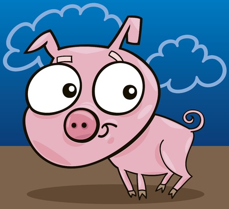 cartoon illustration of cute little piggyのイラスト素材