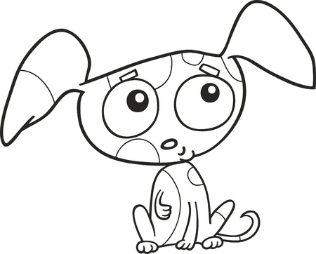 cartoon illustration of cute little puppy for coloring bookのイラスト素材