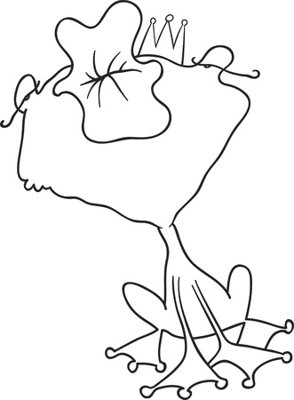 prince frog kiss for coloring bookのイラスト素材