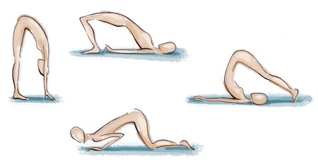 Illustration of human figure doing exercisesの写真素材