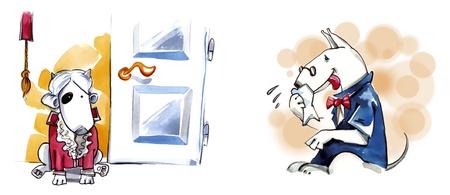 humorous illustration of bull terrier purebred dogの写真素材