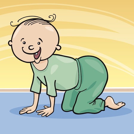illustration of baby boy crawling on all foursのイラスト素材