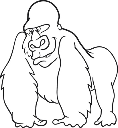silver gorilla for coloring bookのイラスト素材