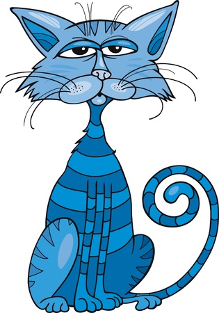 Cartoon illustration of Blue catのイラスト素材