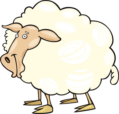 Cartoon illustration of farm sheepのイラスト素材