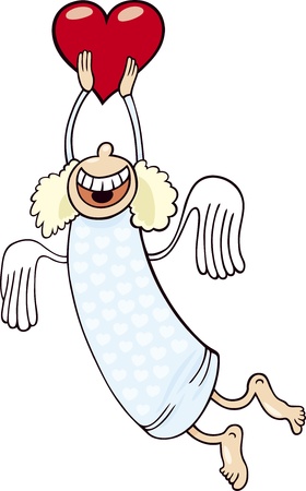 cartoon illustration of cute angel with heartのイラスト素材