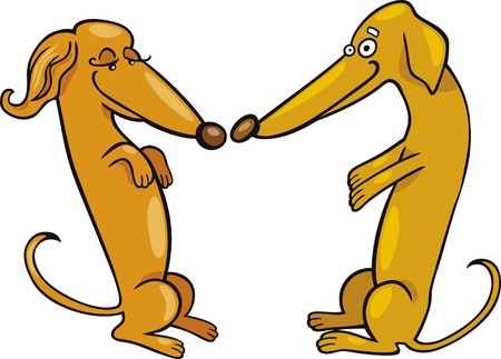 Dachshund Dogs in Loveのイラスト素材