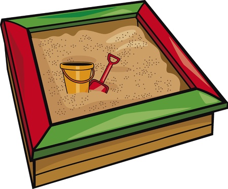 sandbox with toys cartoon illustrationのイラスト素材