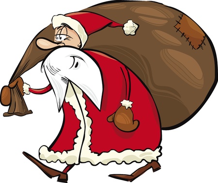 cartoon illustration of Santa Claus with giftsのイラスト素材