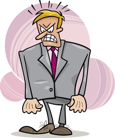 cartoon humorous illustration of angry bossのイラスト素材