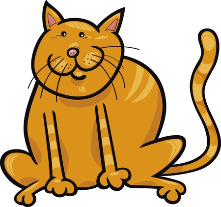 cartoon illustration of funny yellow sitting catのイラスト素材