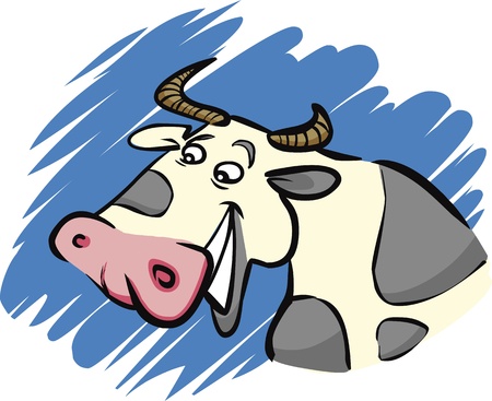 cartoon illustration of funny farm cowのイラスト素材