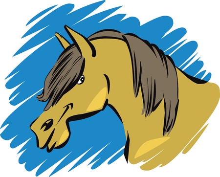 cartoon illustration of funny farm horseのイラスト素材